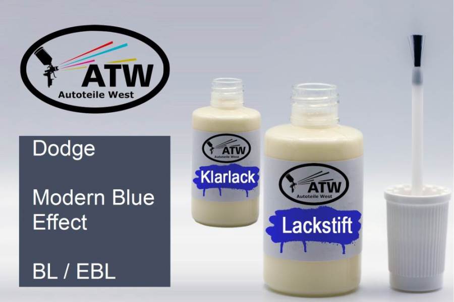 Dodge, Modern Blue Effect, BL / EBL: 20ml Lackstift + 20ml Klarlack - Set, von ATW Autoteile West.
